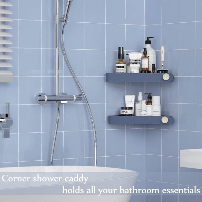 Portaoggetti da doccia angolare, confezione da 2, mensola da parete per bagno con adesivo, organizer per WC, dormitorio e cucina | Leroy Merlin Portaoggetti da doccia angolare, confezione da 2, mensola da parete per bagno con adesivo, organizer per WC, dormitorio e cucina | Leroy Merlin