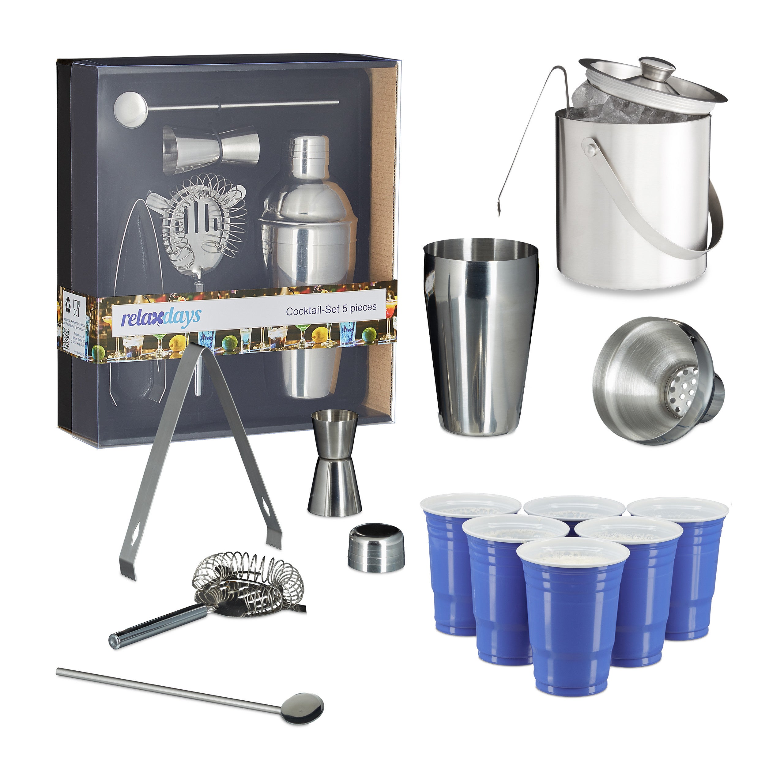 Set Shaker Cocktail Boston 10 Pezzi In Acciaio Inox - Completo Con Colino, Pinza Ghiaccio, Cucchiaio Bar E Supporto Acrilico - Per Baristi E Appassionati (Oro Rosa)