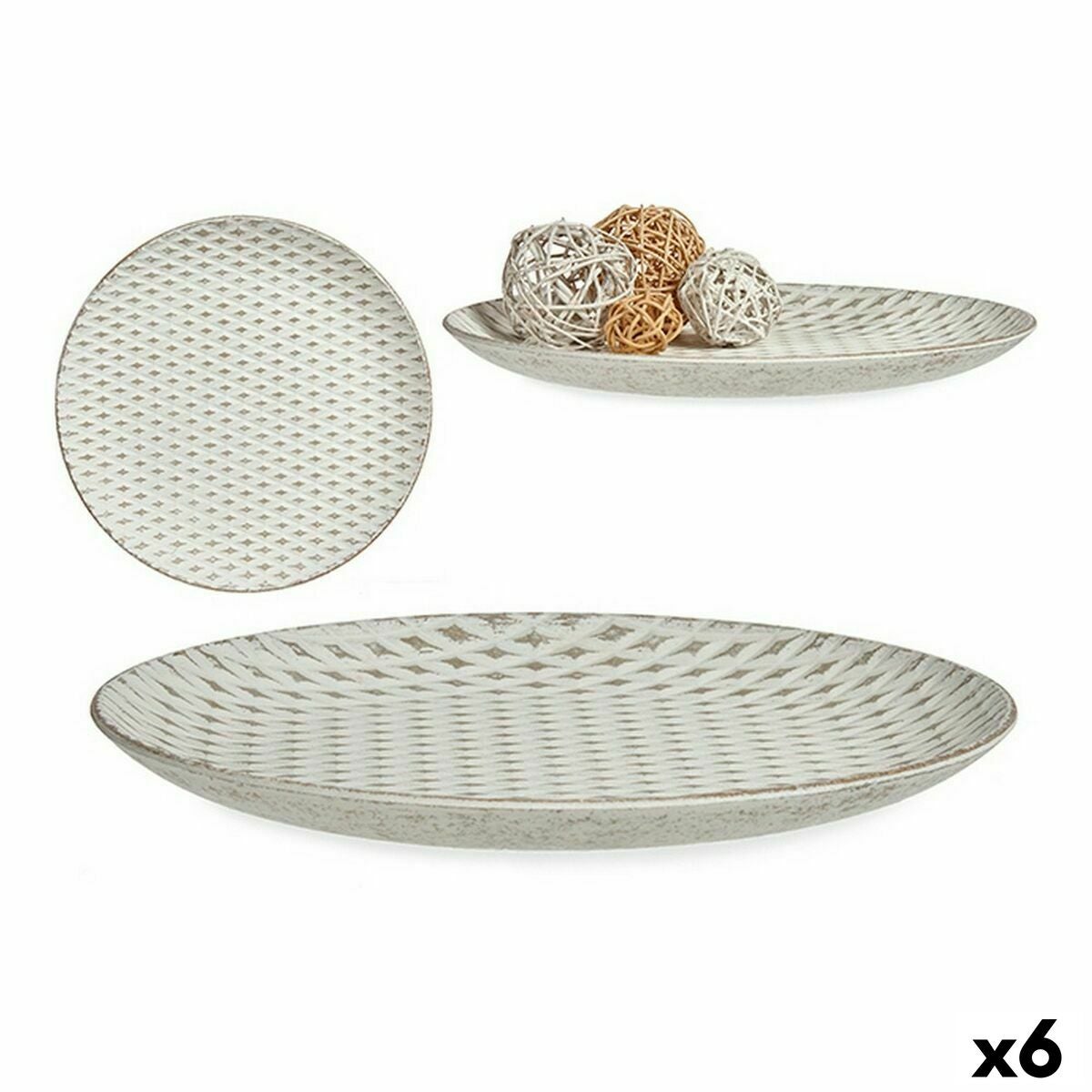 Plato Decorativo 35 X 3 X 35 Cm Blanco Madera MDF 6 Unidades Leroy Plato decorativo 35 x 3 x 35 cm blanco madera mdf 6 unidades leroy