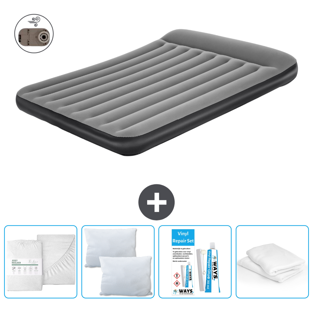 Matelas Gonflable De Massage Nuru Premium Noir - PVC Durable Imperméable 224 X 122 X 15 Cm - Protection Huiles, Eau & Silicone