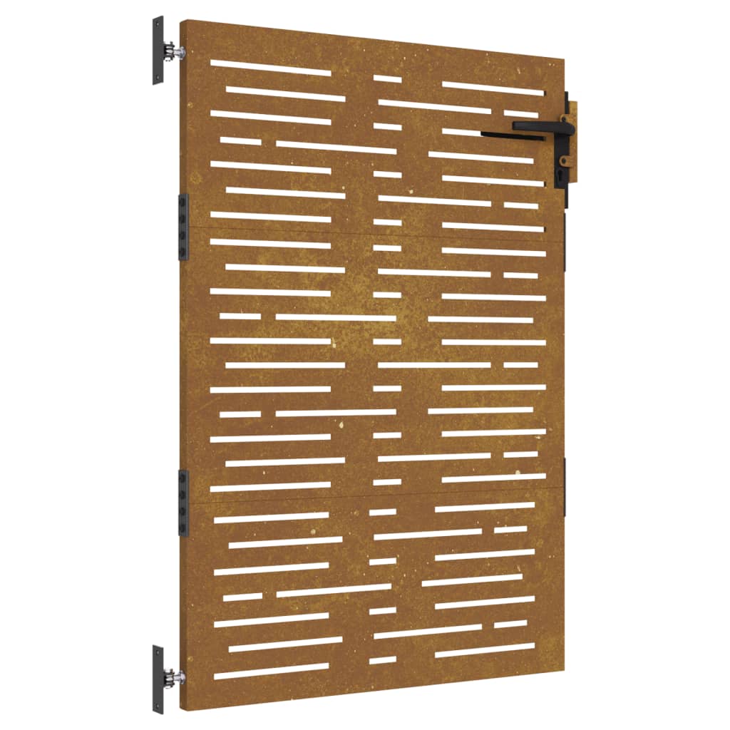 Portail De Jardin 85x150 Cm Acier Corten Design Bambou - Brun Rouillé Élégant
