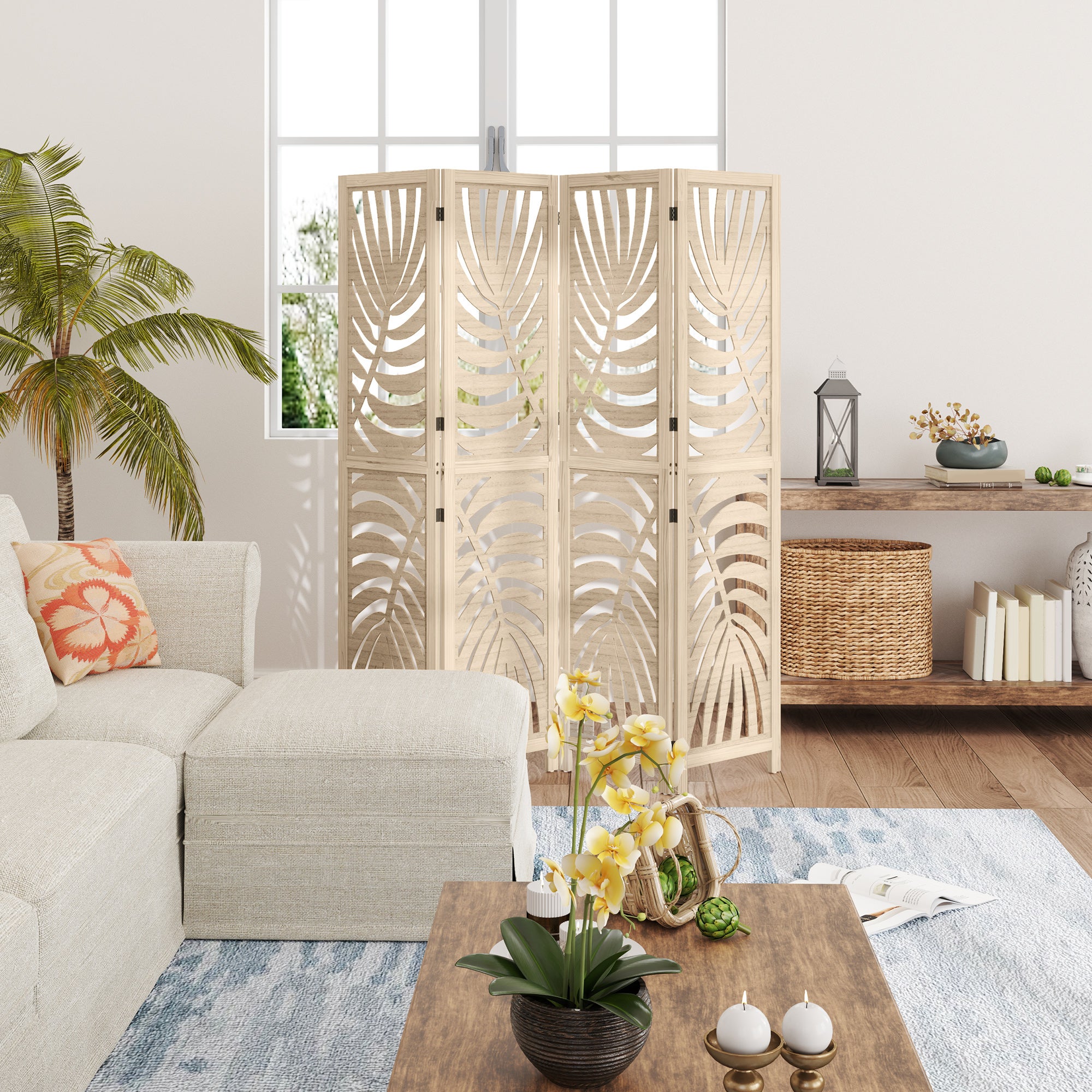 Paravent interieur Bois de paulownia HOMCOM - 9