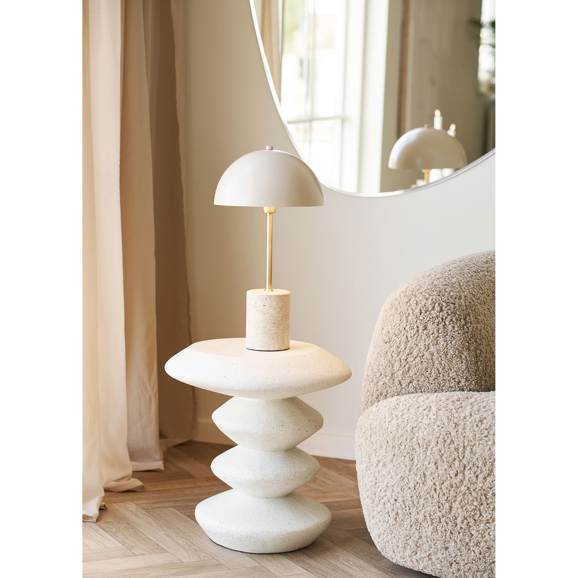 Table d'appoint Blackburn - Table d'appoint, fibre d'argile, blanc<br>ø36x45,5 cm - 2