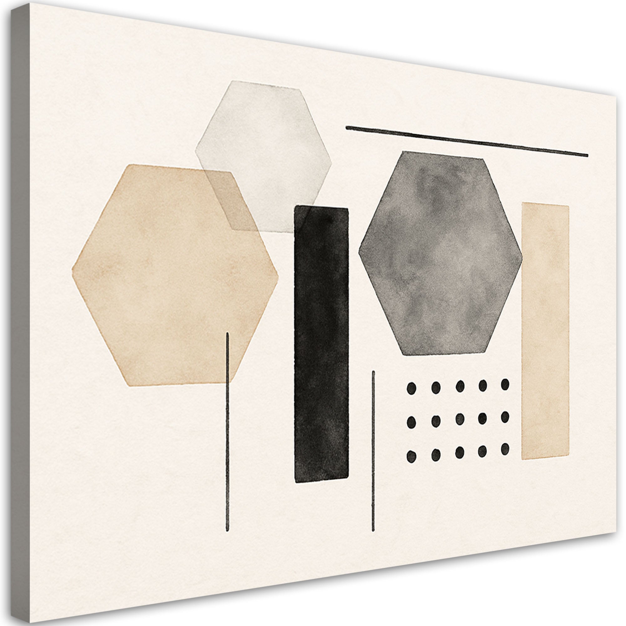 Obraz, Abstract Geometry Minimalizm Beżowy Szary 60x40