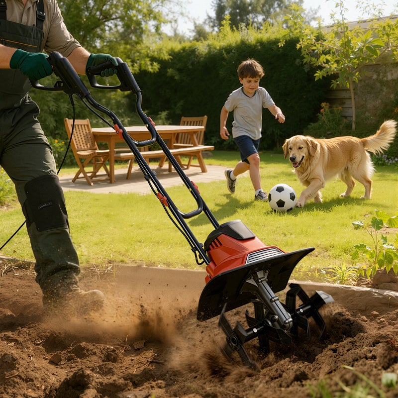 Fresatrice elettrica, coltivatore, fresatrice da giardino per giardinaggio e lavorazione del terreno, fresatrice elettrica 1050 W - 8