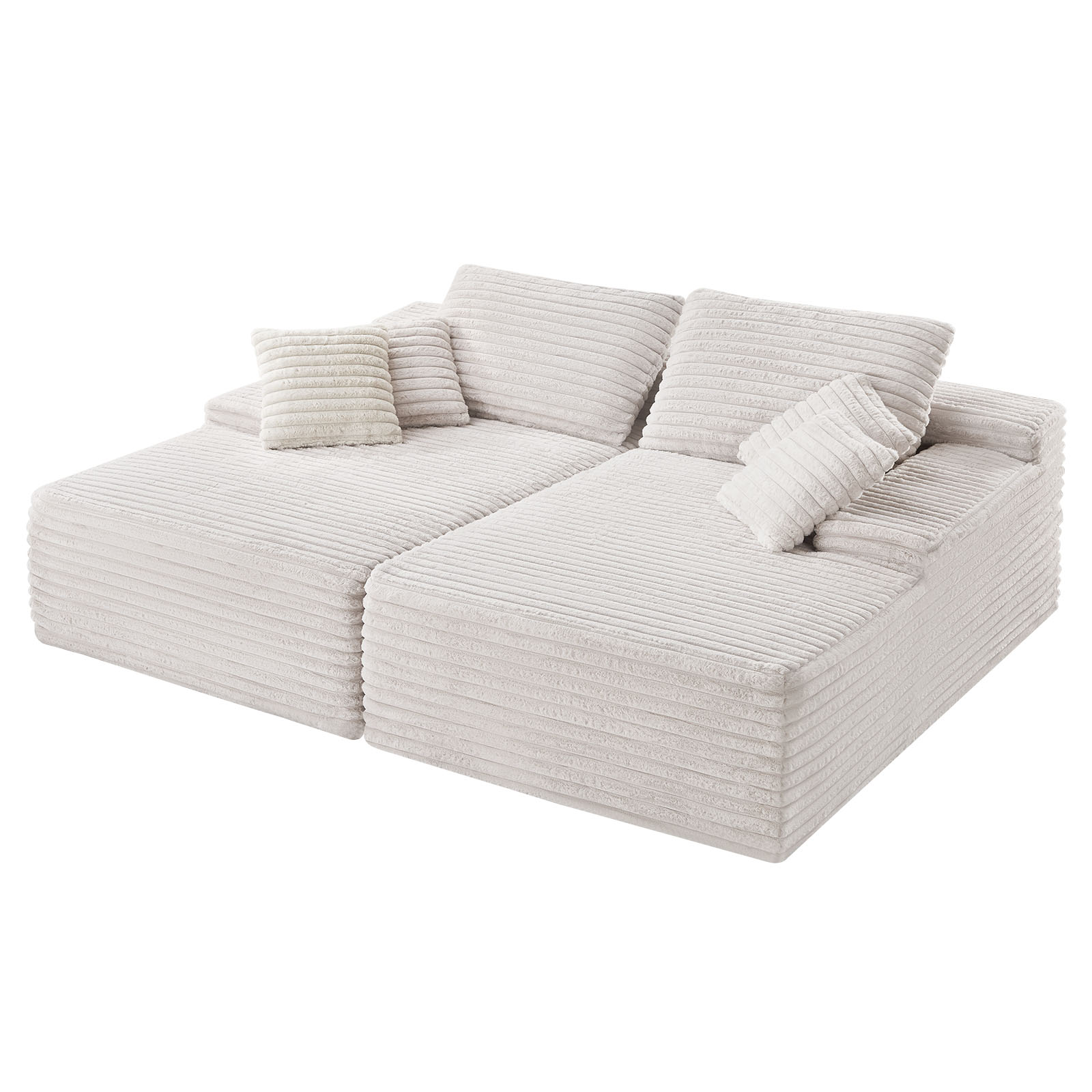 VEVOR Duża leżanka 210 cm, sztruksowa sofa dla 2 osób, beżowa sofa z funkcją spania