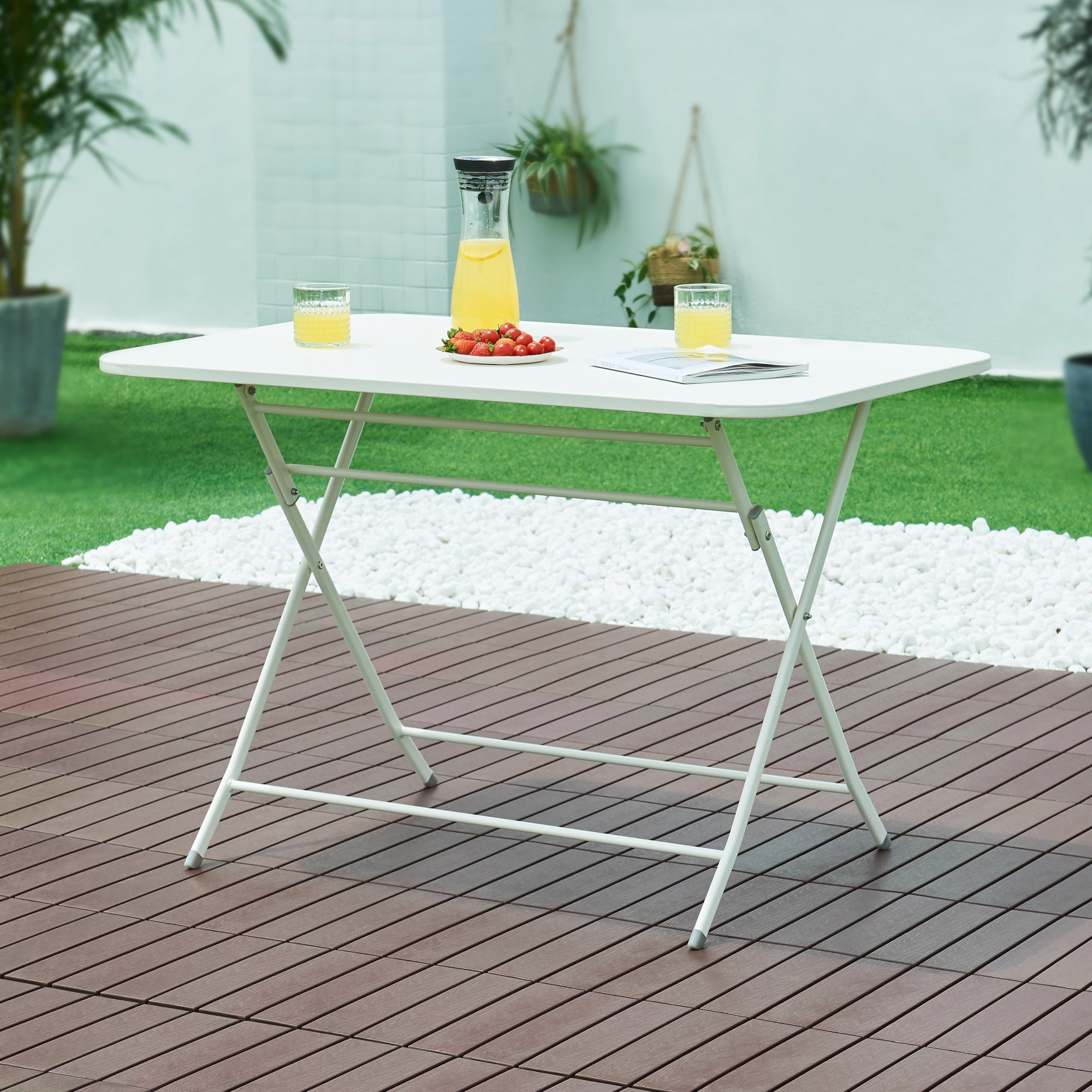 Table de jardin pliante Sande 110 x 70 x 71 cm blanc [en.casa