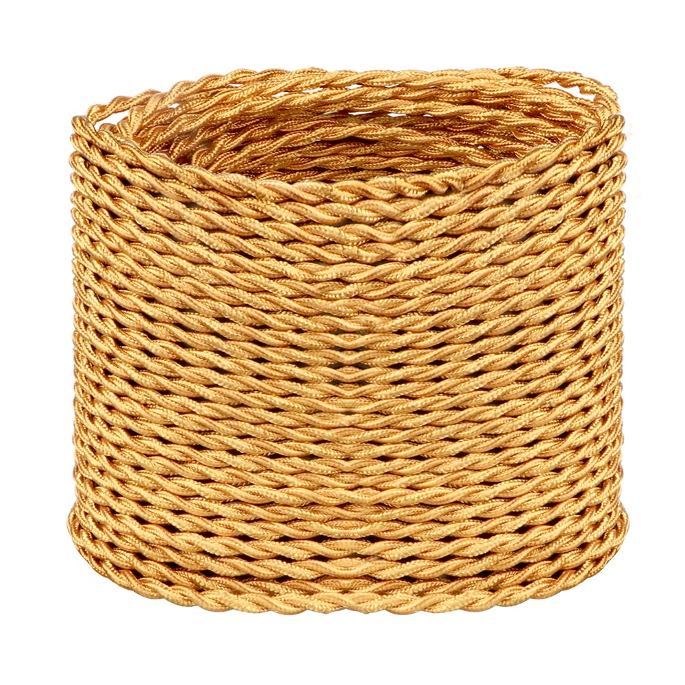 Kabel Elektryczny Tekstylny 20M, Kabel tekstylny do lampy Kabel zasilający Przewód, Do lamp wiszących DIY, Złoty