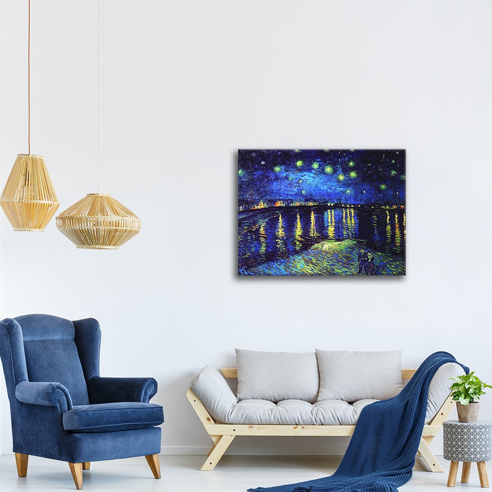 Tableau - Nuit Étoilée sur le Rhone Vincent Van Gogh cm 80x100 - 3
