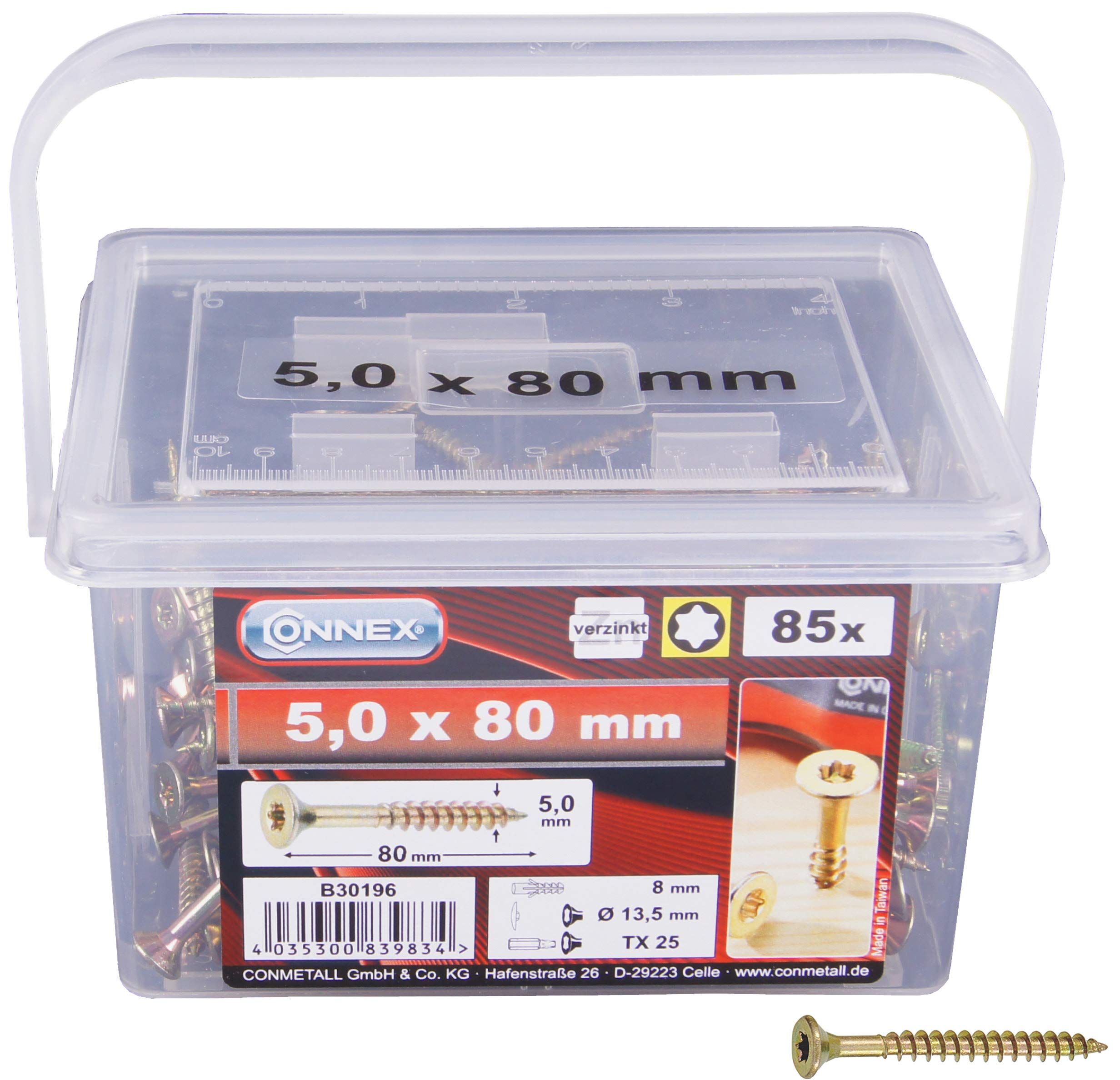 Set 385 Viti Universali 4.0x50mm | Testa Svasata TX, Filettatura Parziale, Zincate Per Legno E Fai Da Te