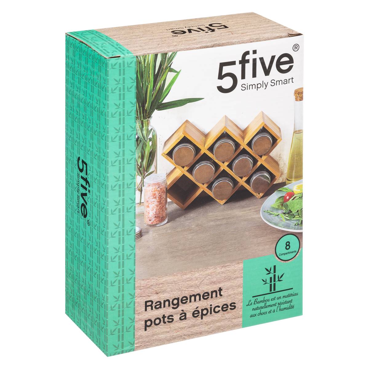 5five Rack à Épices Bambou Extensible - 31 à 54.5cm - Rangement Cuisine Écologique