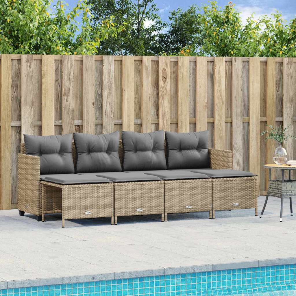 Salon de jardin 5 pcs - Mobilier de jardin avec coussins beige résine tressée MLV6649 - 2