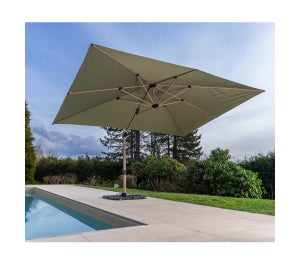 Parasol déporté 4x3m - effet bois - Vert mélèze- TOPAZE