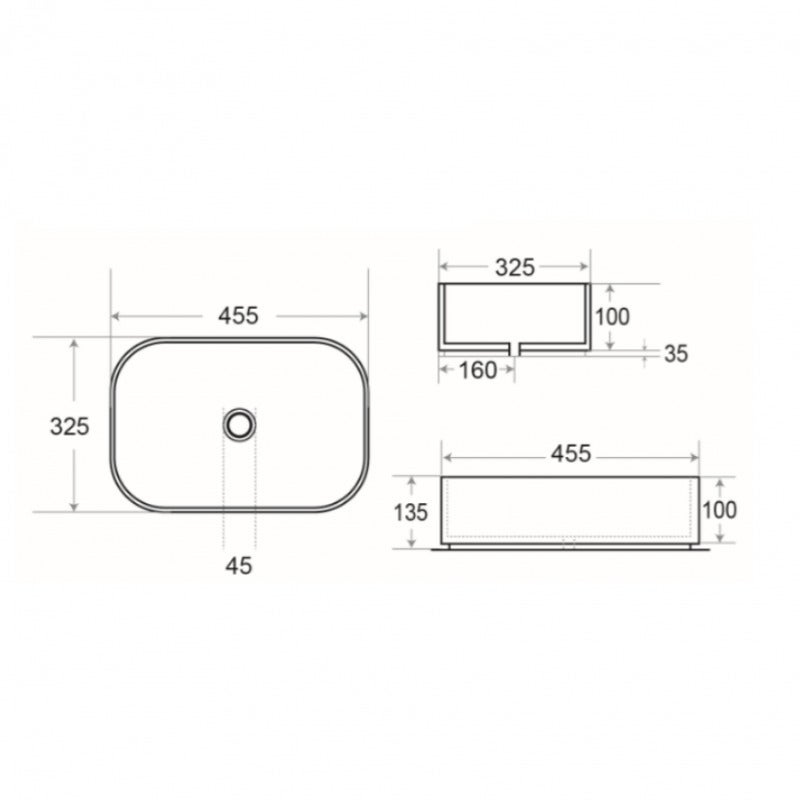 Infinitio Vasque à poser 45,5 x 32,5 x 13,5 cm, sans trop-plein, Gris mat (SATINF4532LGRM) - 5