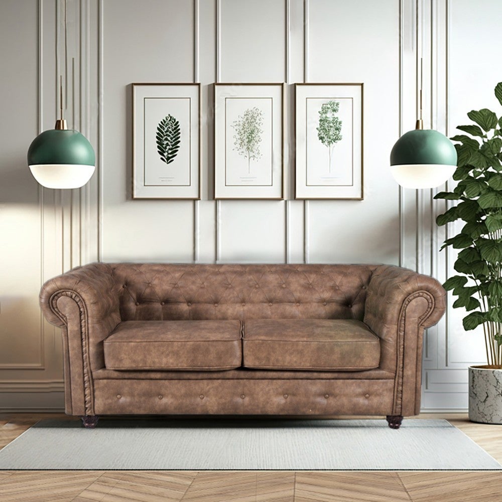 Casa Padrino Canapé Chesterfield De Luxe Cuir Artificiel Marron Argent 270 X 100 X H 70 Cm Canape De Salon Meuble De Salon Meuble Chesterfield Meuble De Luxe