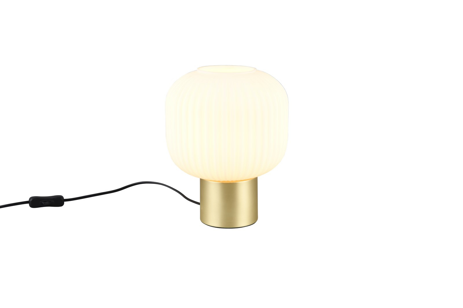 Lampa stołowa ozdobna mosiężna ryflowany biały szklany klosz do salonu 1xE27 40W DIVA Trio