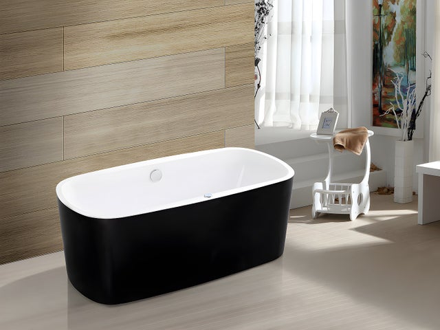 Baignoire balnéo à leds - 150 x 75cm - Noire - 1 place -155 L - SIRGAO