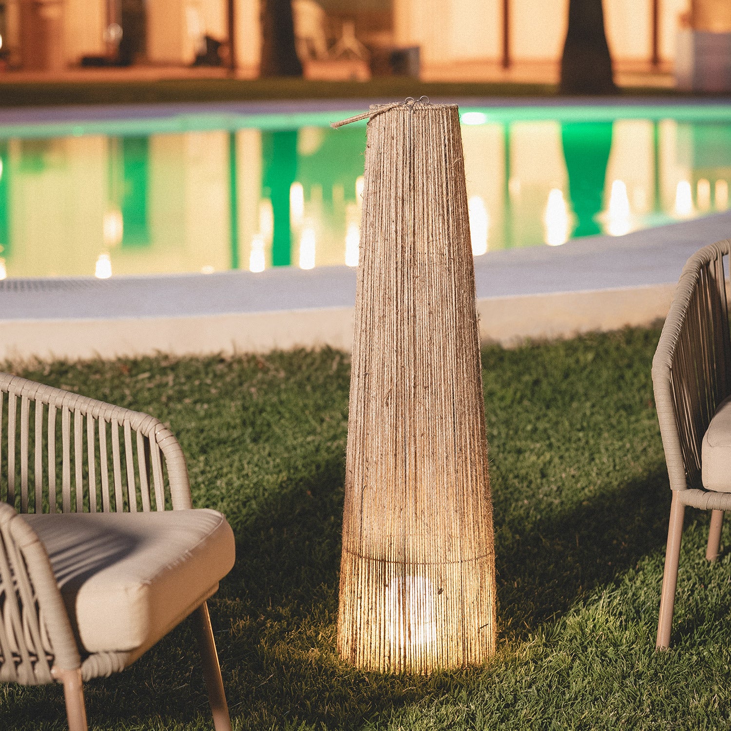 Lampadaire LED 1W Extérieur Nora - 1000 mm - Corde de Chanvre - 7