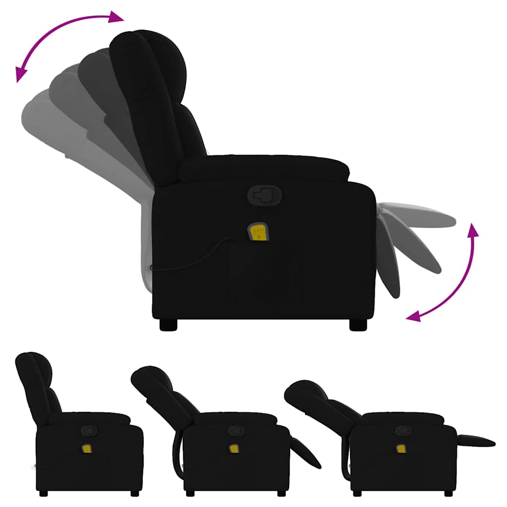Fauteuil de massage inclinable en tissu noir - 6
