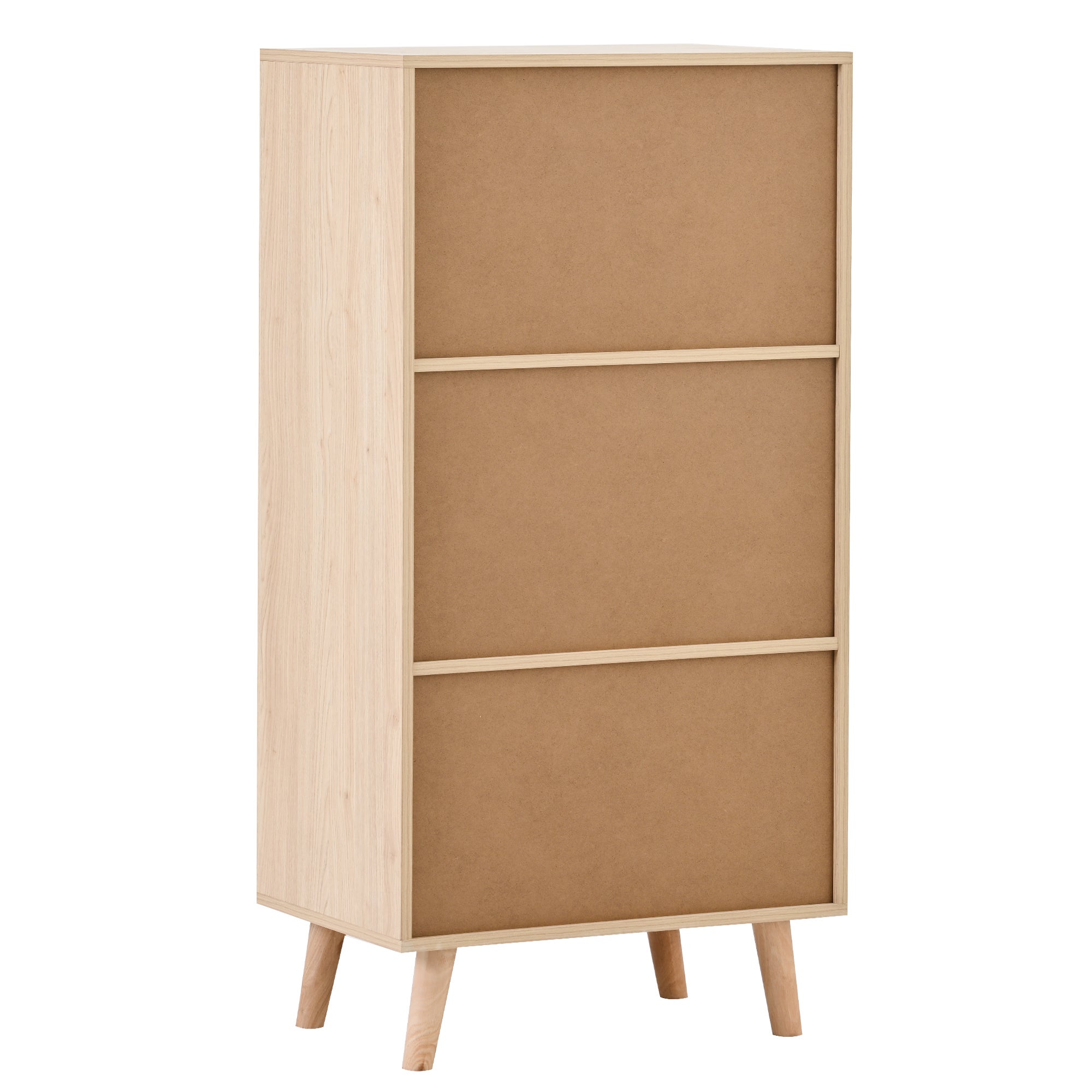Buffet | Meuble de Rangement 60x40x120 cm - Avec 2 Portes en Rotin, 2 Tiroirs - Couleur Chêne - 8