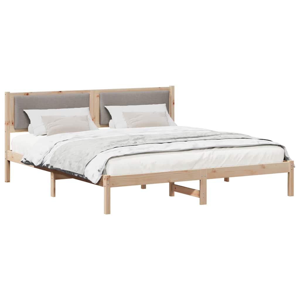 Cadre de lit avec tête de lit en pin massif taupe pour la chambre, 200 × 200 cm - 3