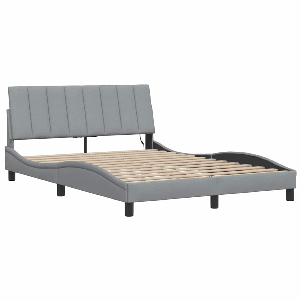 Cadre de lit sans matelas gris clair 120x200 cm tissu - 5