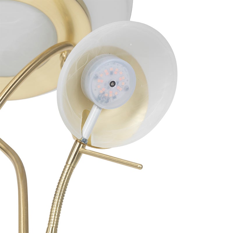 Qazqa moderne lampadaire uplighter avec bras de lecture - Empoli - doré/laiton, led intégrée 30w incluse, Integrated led, 2000k - 7