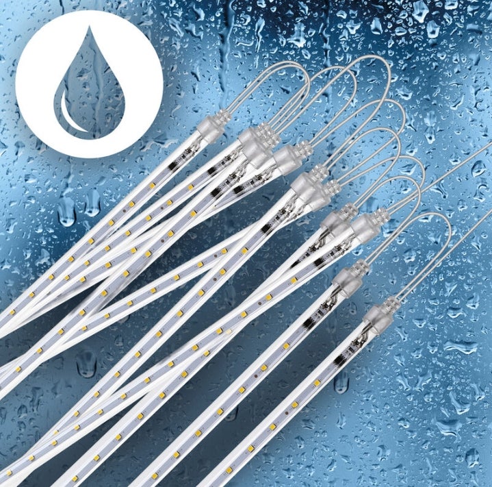 Guirlande lumineuse LED 4m 480 LED effet pluie de météorites gouttes diamants stalactite IP 44 intérieur extérieur Noël - modèle au choix-Bleu - 3