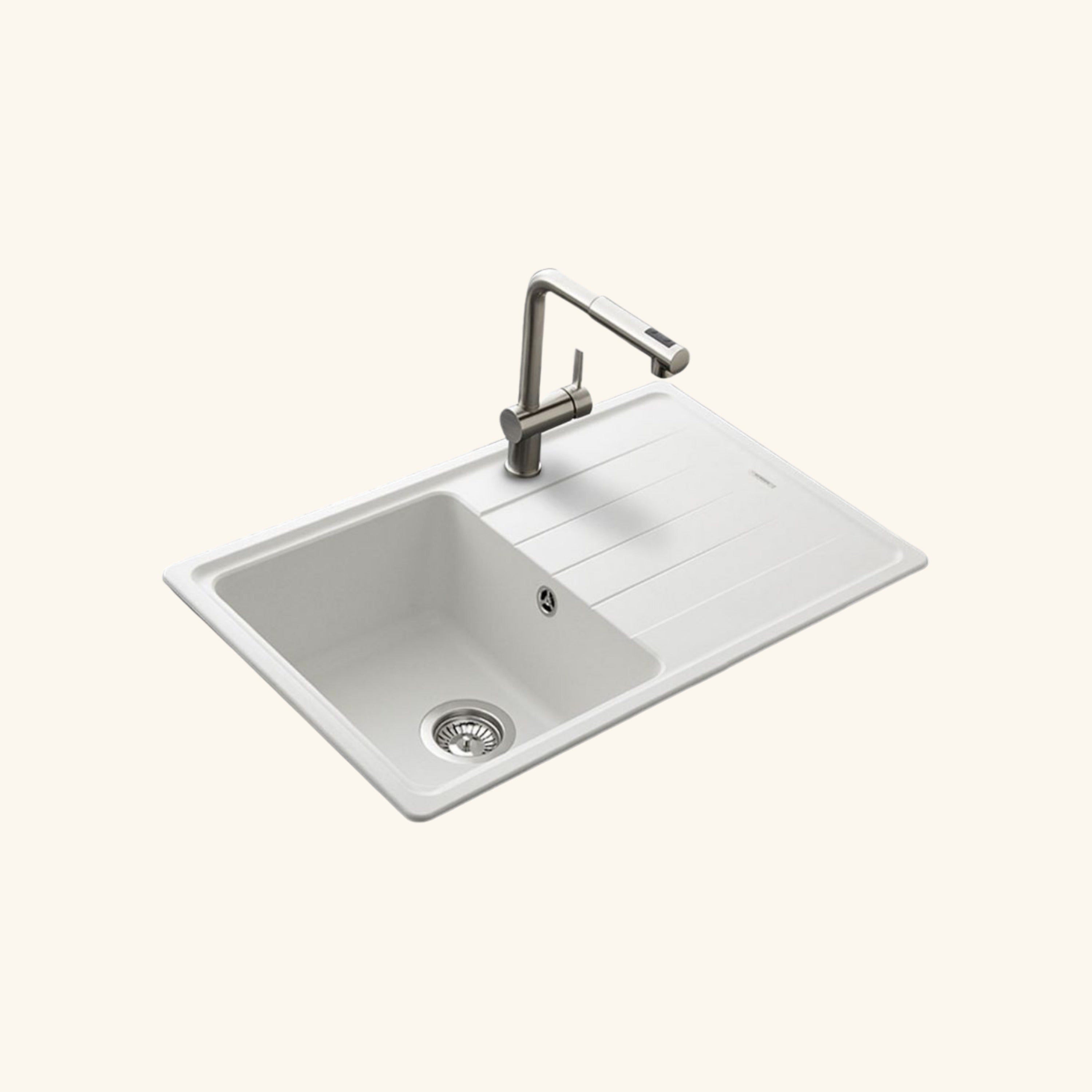 Évier granit blanc Schock ELEMENT 1 bac 1 égouttoir | Leroy Merlin