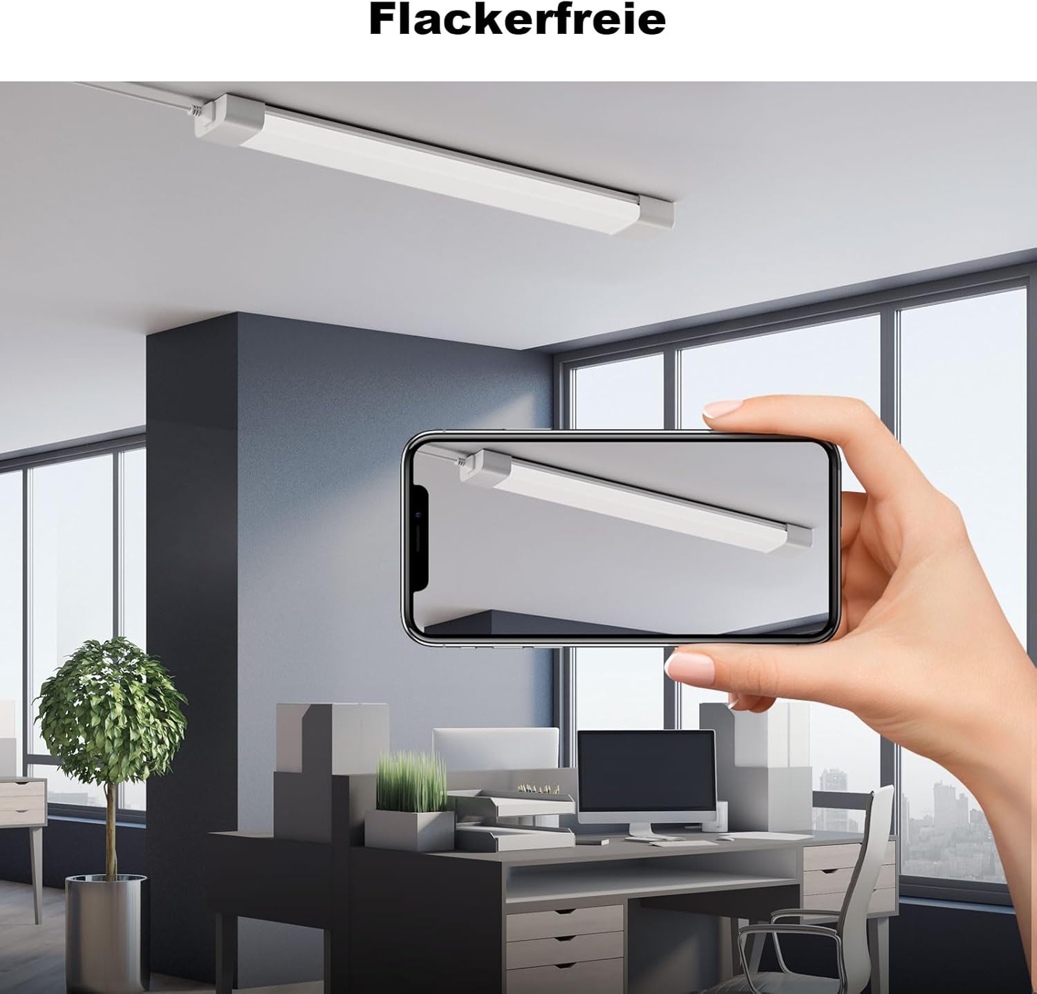 Tube LED résistant à l'humidité Amdelne 60 cm 18 W blanc chaud 4000 K 2000 LM triple protection IP65 blanc avec prise - 6