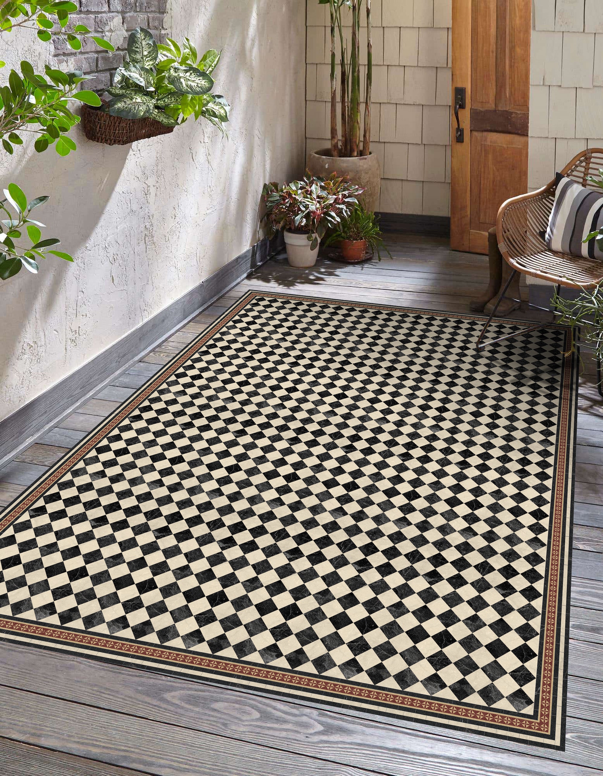 Alfombra de vinilo scacchi 66x150 cm - pvc antideslizante, vinilica para cocina o salón, lavable, estilo hidraúlico