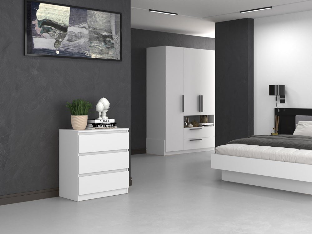 Commode moderne avec 3 tiroirs Malwa M3 - Blanc - 6