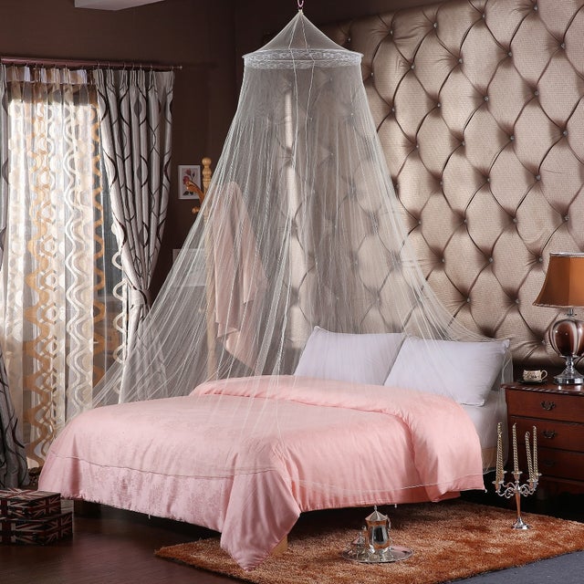 Mosquitera para cama, malla de pantalla grande, dosel para cama, cortina circular/mantiene alejados insectos y moscas, 230*60cm, blanco