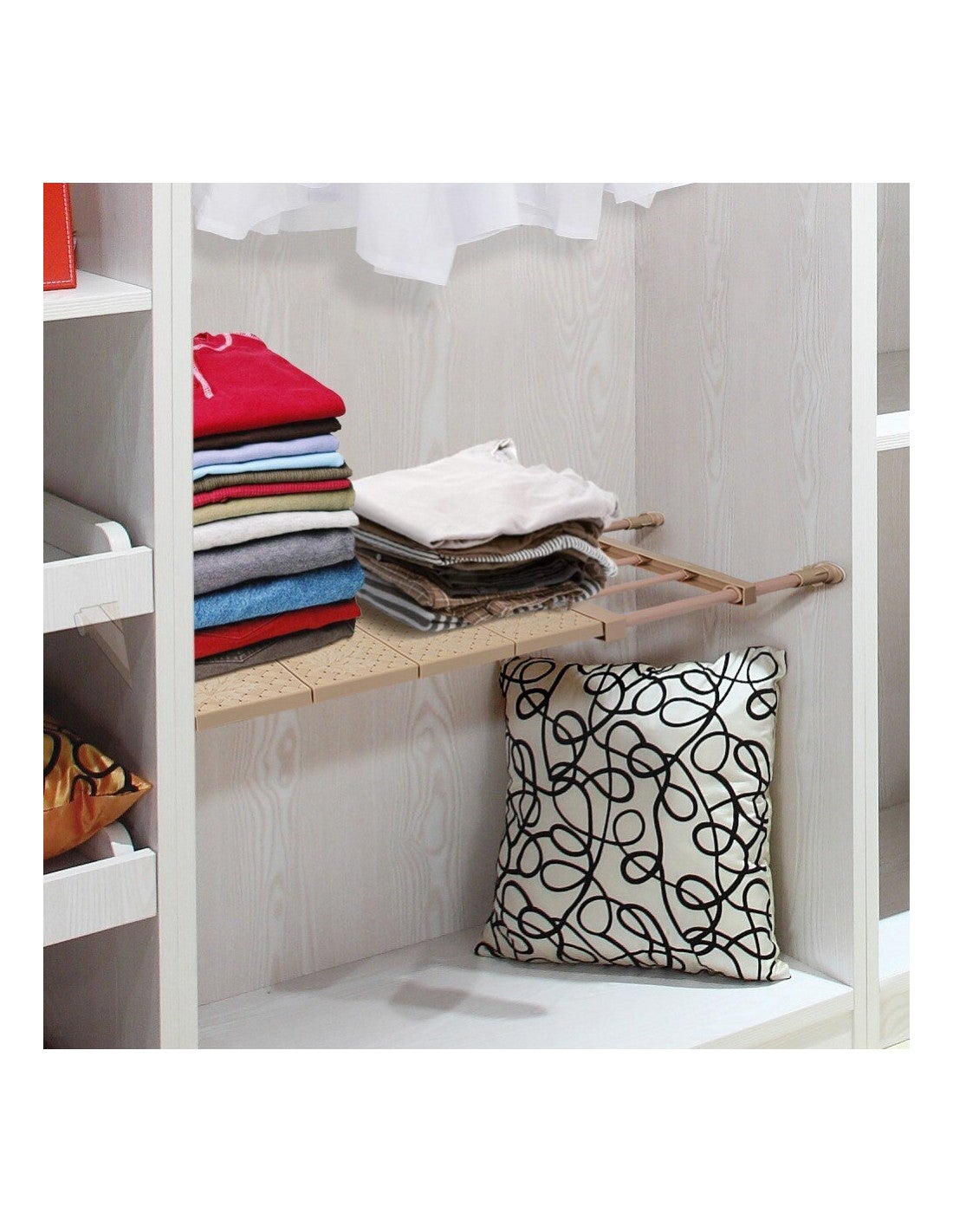 Mensola Espandibile In Metallo Per Armadio E Dispensa - 25,9x41,9x24,9 Cm (Lunghezza Regolabile Fino A 68,6 Cm), Impilabile, Portata 36,3 Kg, Facile Da Montare - 3