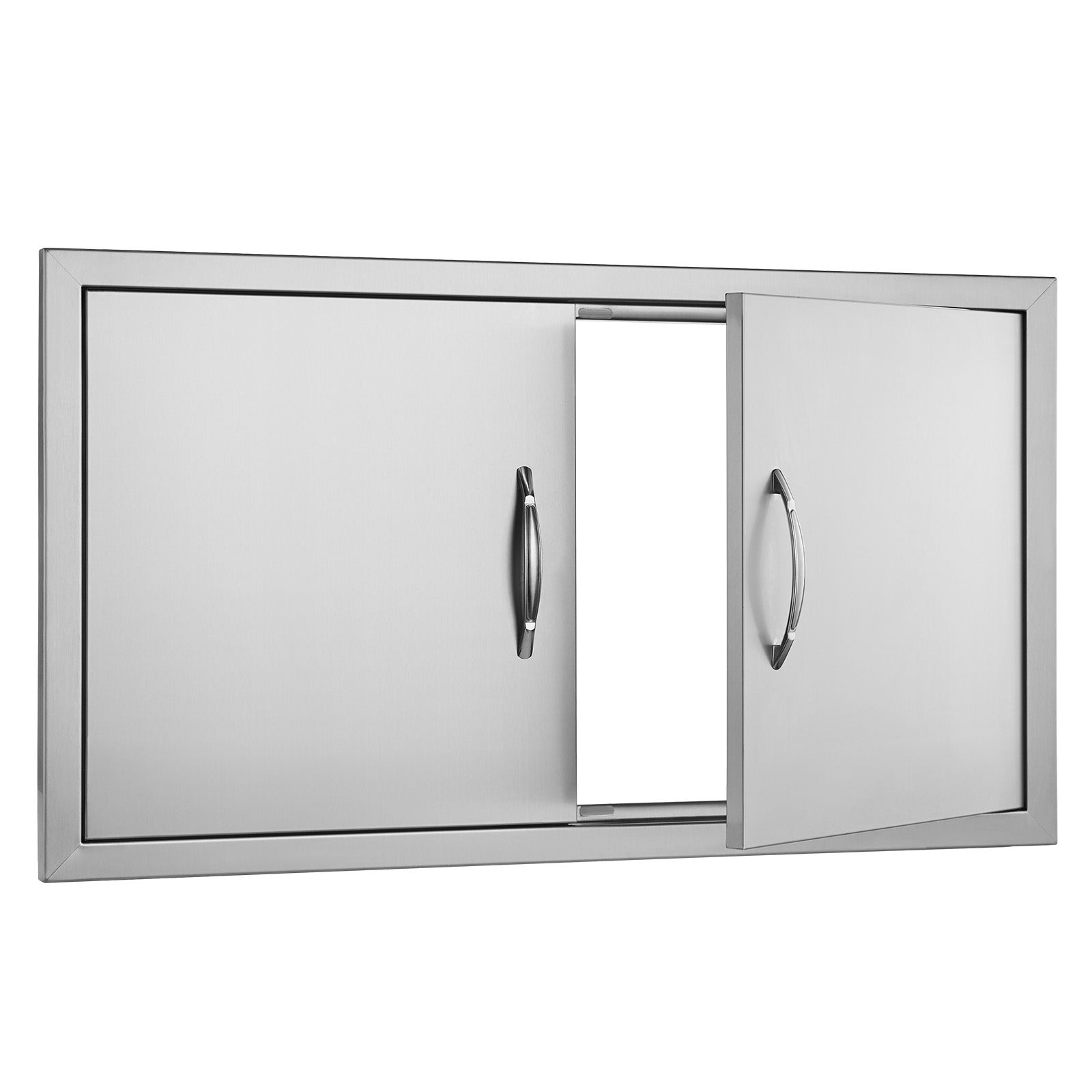 Drzwiczki dostępowe do grilla VEVOR, 863 x 482 x 46 mm, podwójne zewnętrzne drzwi kuchenne, drzwi ze stali nierdzewnej montowane podtynkowo, pionowe d