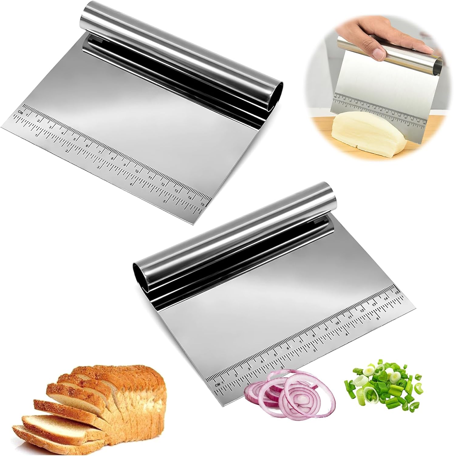 2-częściowa łopatka do warzyw, szpatułka do ciasta, uniwersalna szpatułka kuchenna, skrobak ze stali nierdzewnej, skrobak kuchenny, krajalnica do cia