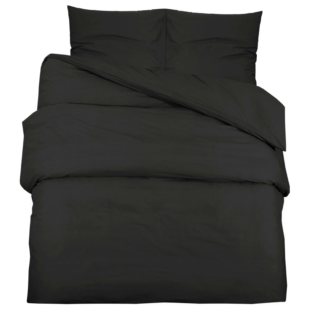 Conjunto de capa de edredão 200x220 cm algodão preto vidaXL - 2