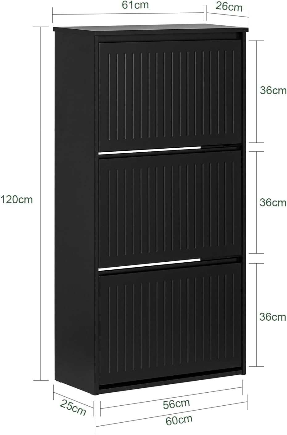 SoBuy Meuble à Chaussures Meuble d'entrée Meuble de Rangement à Chaussures avec 3 Abattants, Noir, FSR165-H-SCH - 3