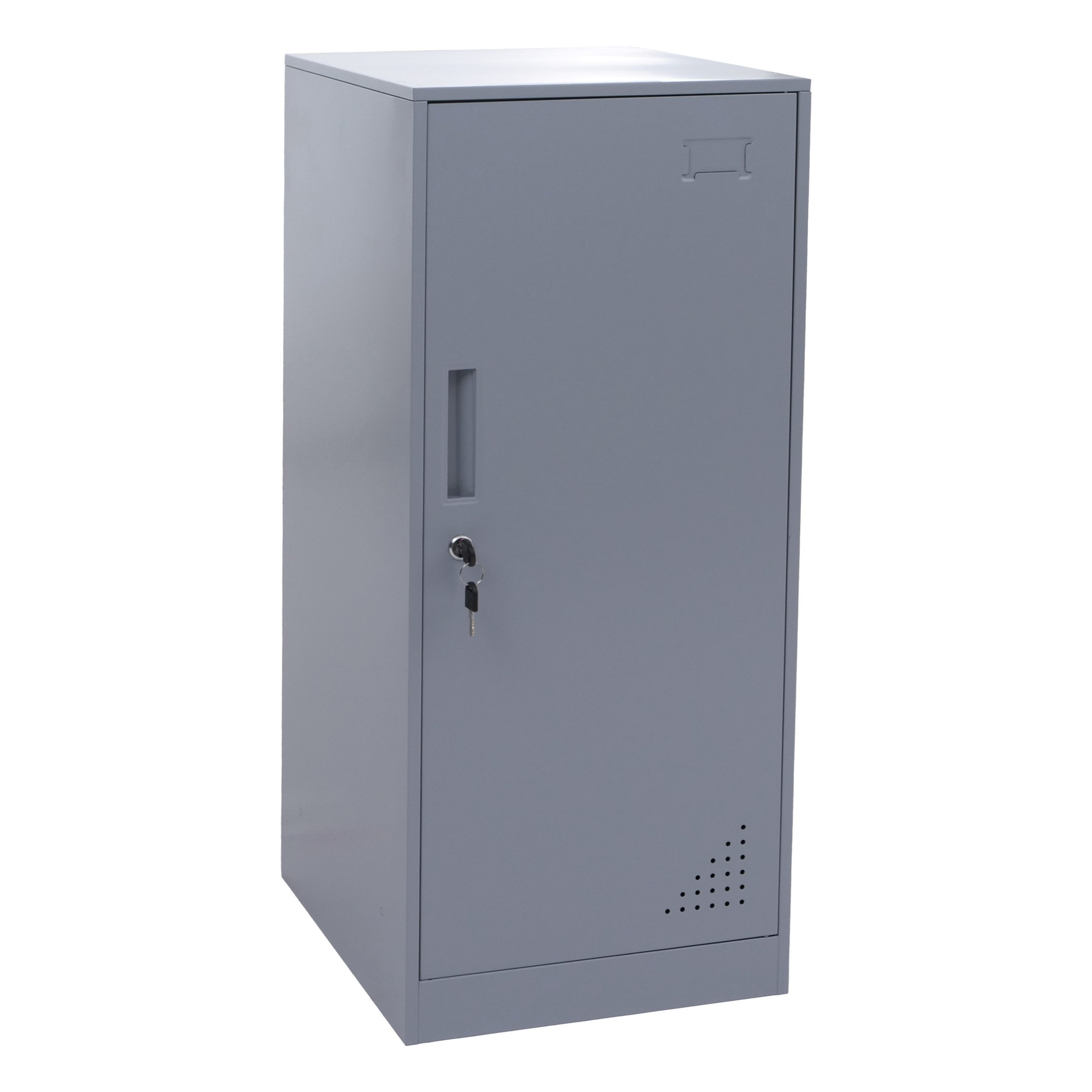 Szafka HWC-P63, szafka z zamkiem, szafka na wartościowe przedmioty, szafka z zamkiem, drążek na ubrania, 90 x 38 x 45 cm, stal ~ szara
