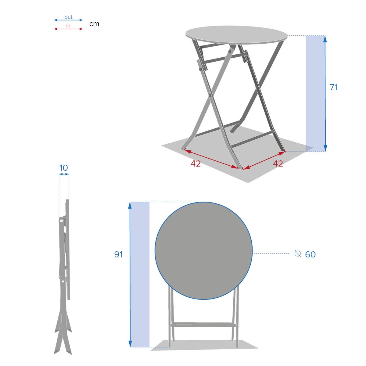 Table de jardin pliante ronde Greensboro Ambre - Hespéride - 7