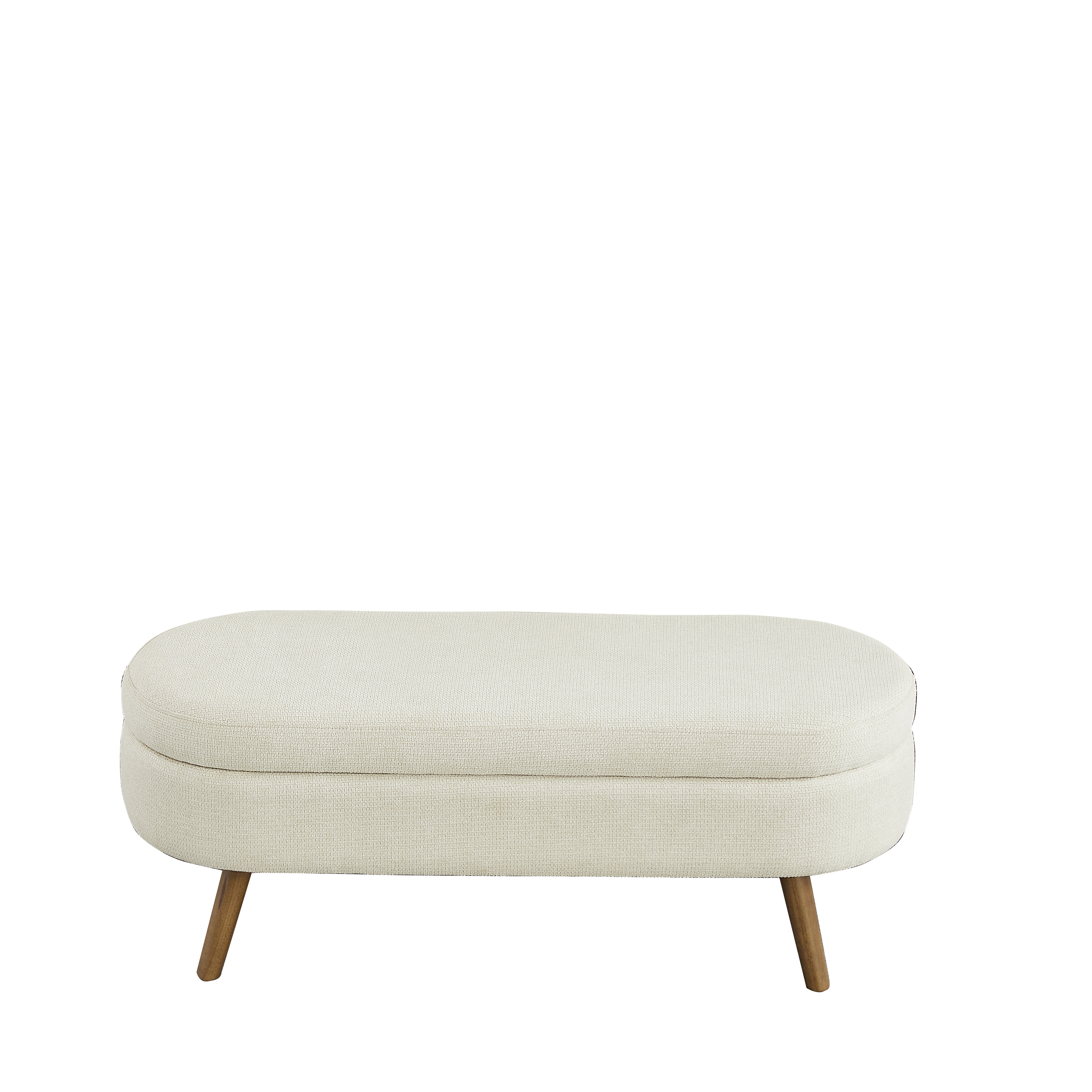 Banc coffre 110 cm, aération intégrée, forme ovale, chenille beige - 6