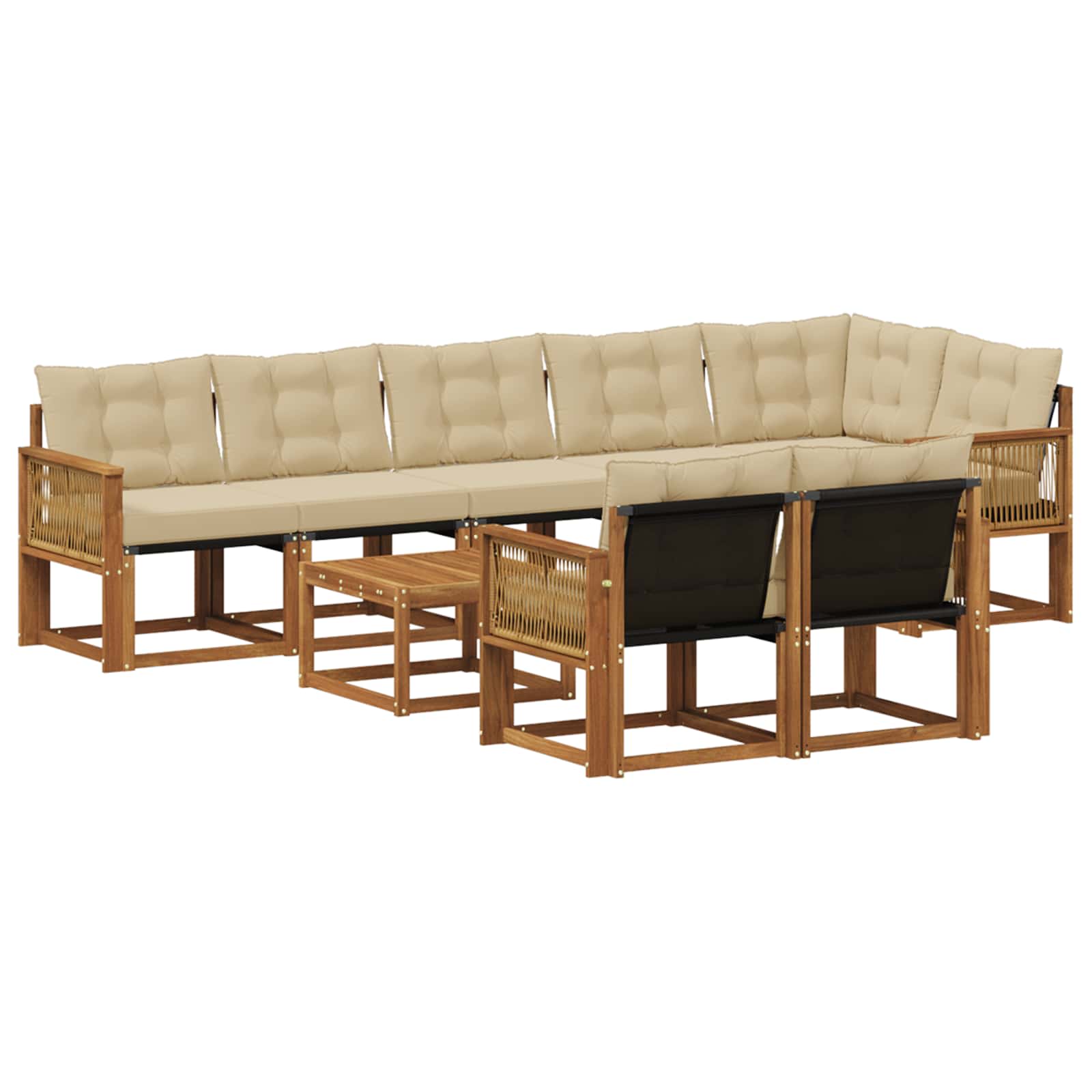 Ensemble de canapés d'extérieur 9 pièces naturel et beige - 2