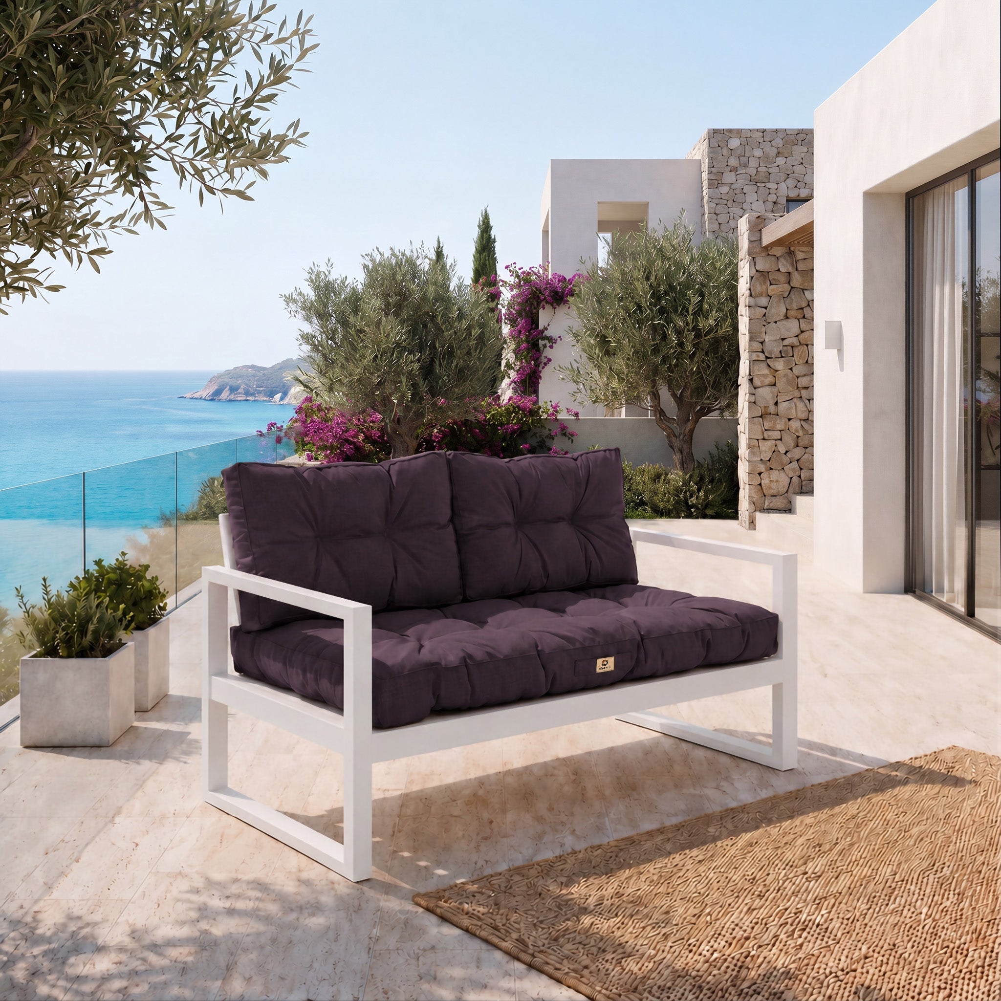 Coussins pour salon de jardin capitonné 120x60cm gris carbone - 2