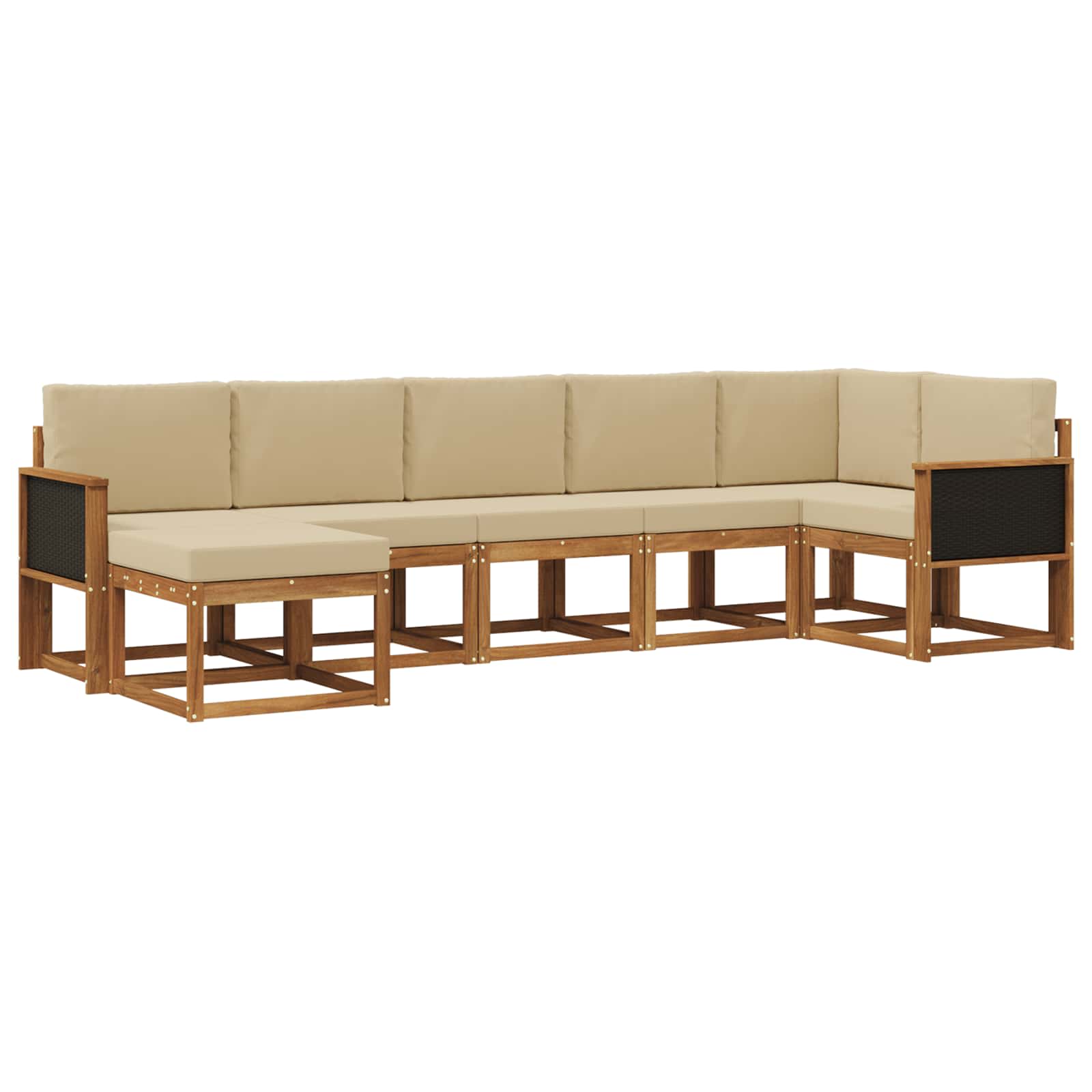 Ensemble de canapés d'extérieur, 7 pièces, en polyester, naturel et beige, pour la terrasse - 2