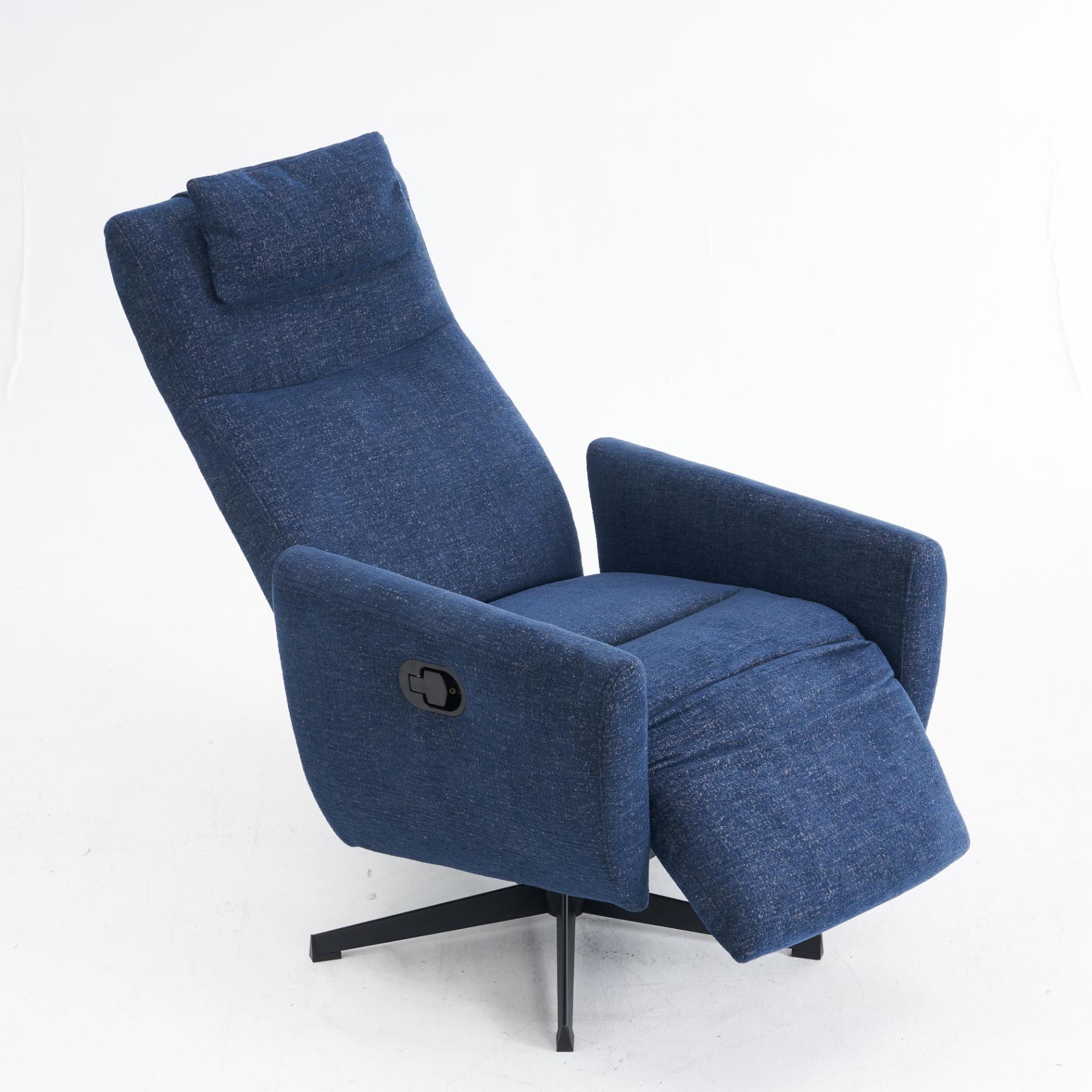 Fauteuil relax avec fonction inclinable, tissu chenille confortable, fauteuil pivotant 360° avec repose-pieds, moderne pour salon - 4