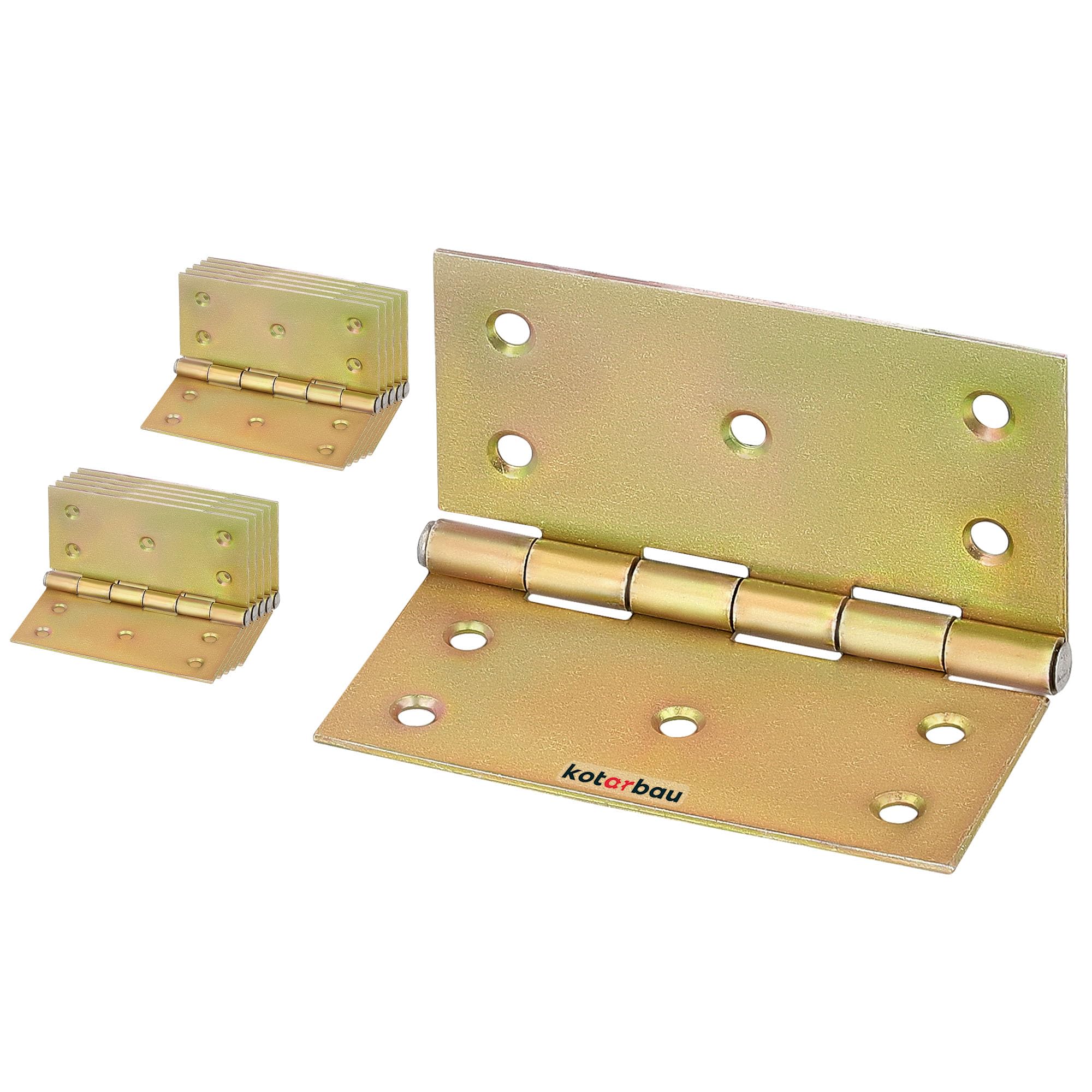 Cerniere Per Porte 100x100 Mm Zincate Gialle - Per Mobili, Cantine, Armadi, 2 Ali, Spessore