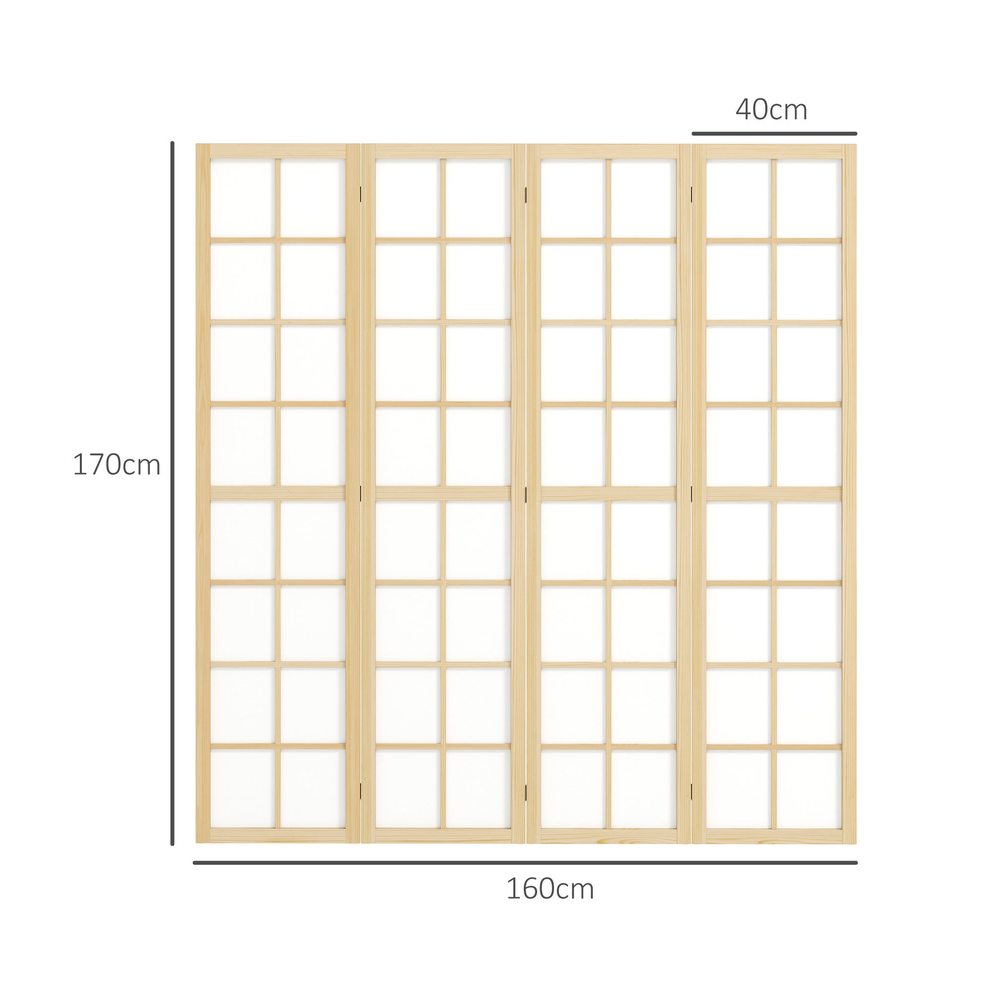 naturel, Paravent interieur pliable 4 panneaux 160 x 170 centimètres séparateur de pièce pour salon chambre à coucher maison - 5