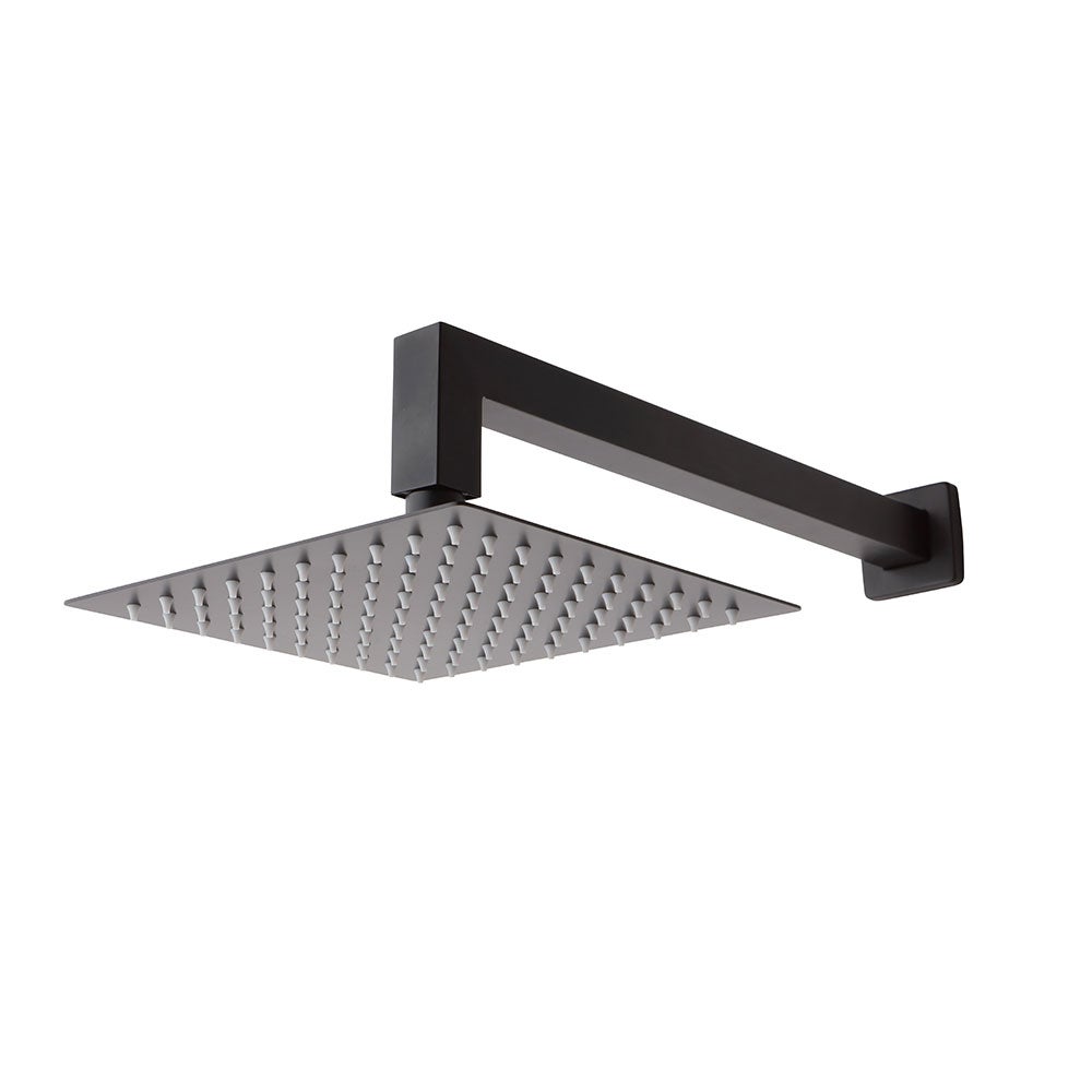 Kit de ducha brazo de ducha + ducha de lluvia 20x20 negro mate