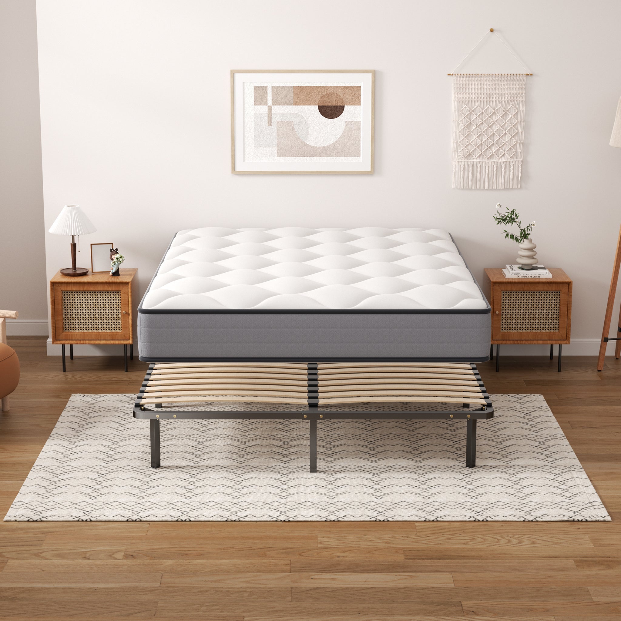 TEENO Ensemble 140x190cm Matelas à ressorts +Sommier à Lattes sur Pieds, Epaisseur du Matelas 20cm - 4