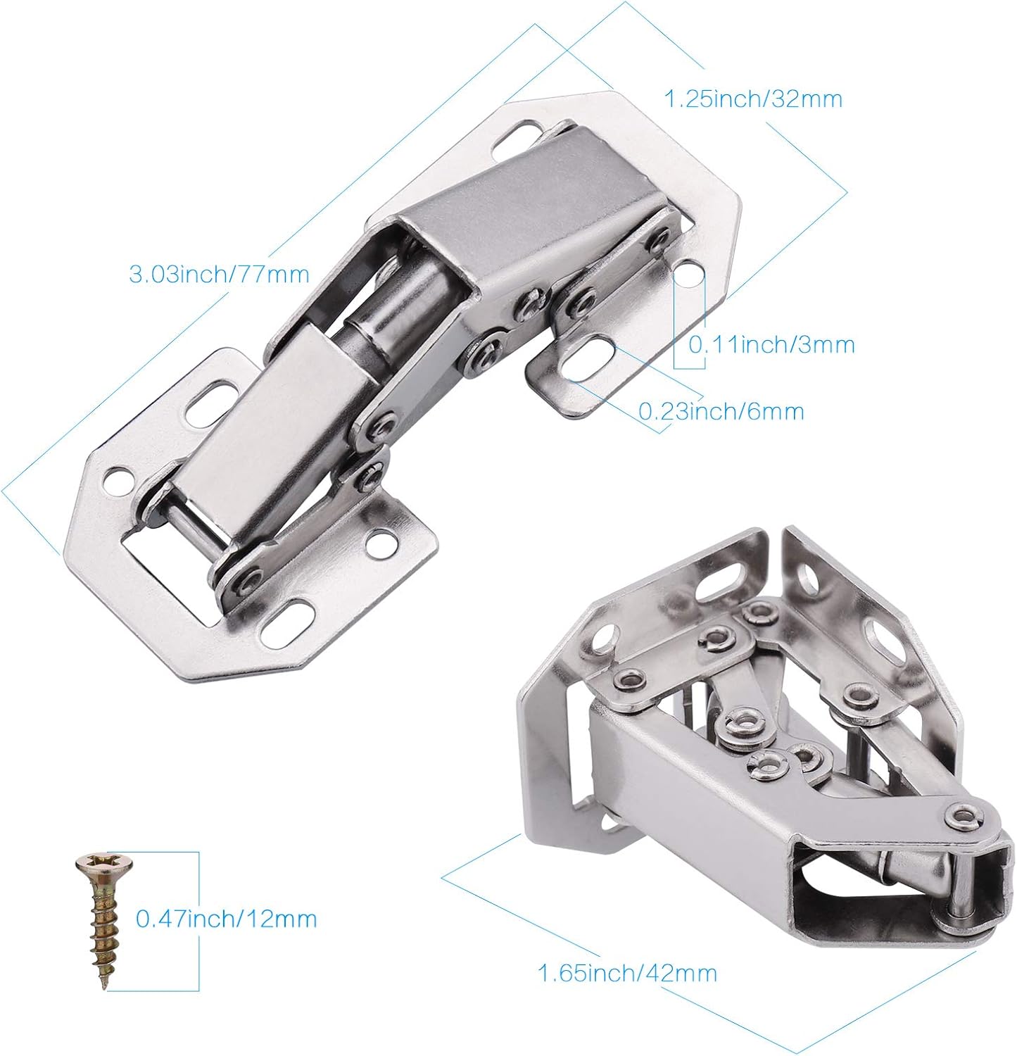 10 zawiasów do drzwi szafek kuchennych 90 stopni ze śrubami do ukrytych zawiasów do drzwi szafek kuchennych - 2